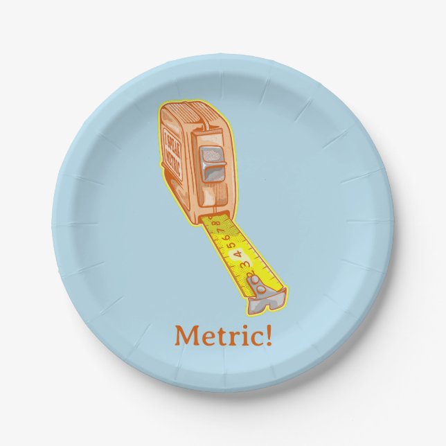 Tape measure metric system measuring tape paper plates (Front)