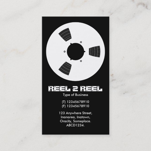 Tape Spool - White on Black Business Card (Front)