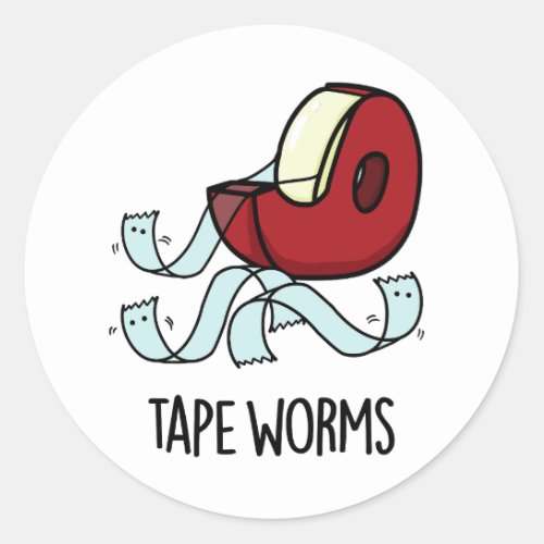 Tape Worms Funny Celophane Tape Puns Classic Round Sticker
