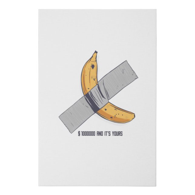Taped Banana Art Faux Canvas Print (Front)
