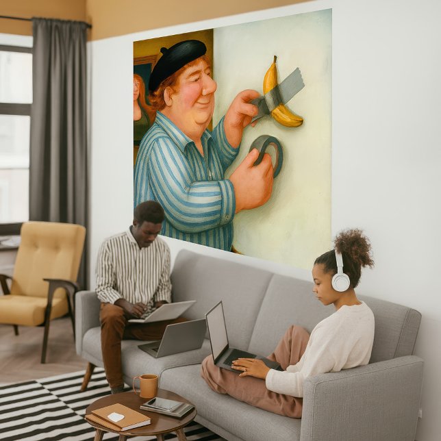 Taped Banana - Large Wrapped Canvas Art Print (Taped Banana - Large canvas art print)