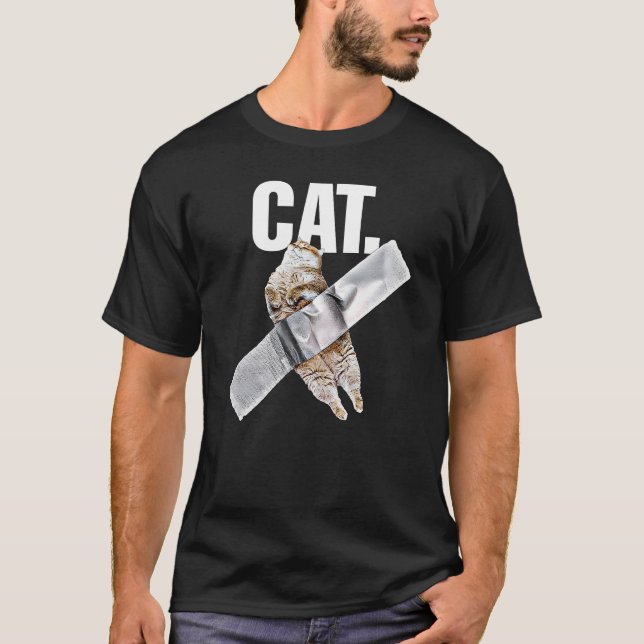 Taped cat meme  T-Shirt (Front)