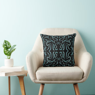 Tapered Outline Shapes Filled With Aquatic Colors Throw Pillow