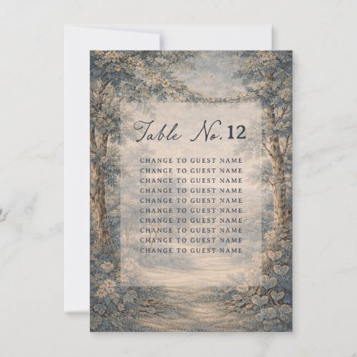 Tapestry Blue Toile wedding table seating chart