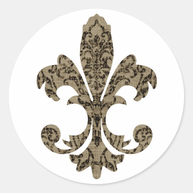 Tapestry Fleur de lis 4 Classic Round Sticker (Front)