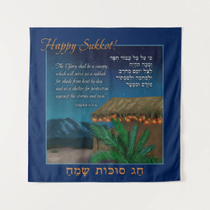 Tapestry Happy Sukkot Hebrew English Bible Verse 