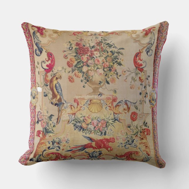 Tapestry in early Rococo style with strapwork and Throw Pillow (Front)