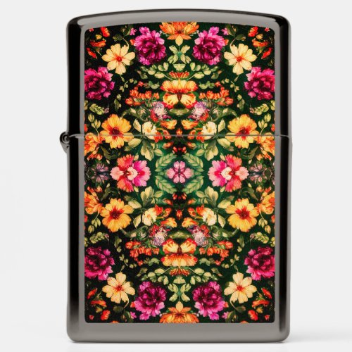 Tapestry Of Colorful Flowers Zippo Lighter