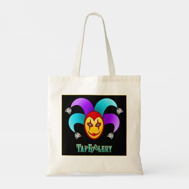 TapFoolery Tote - aqua on black box (Back)