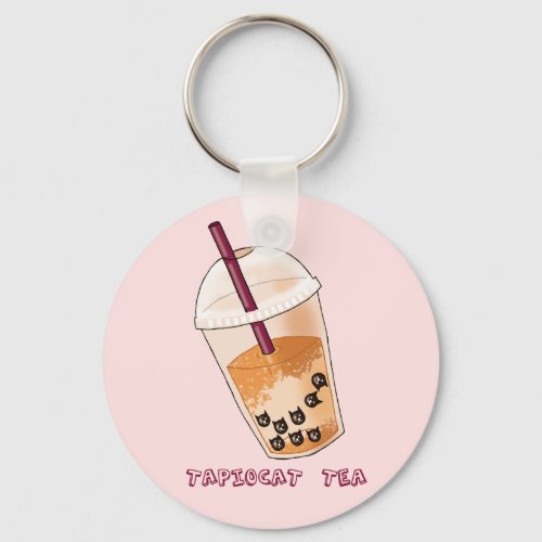 Tapiocat Tea Funny Cat Pun Drawing Keychain