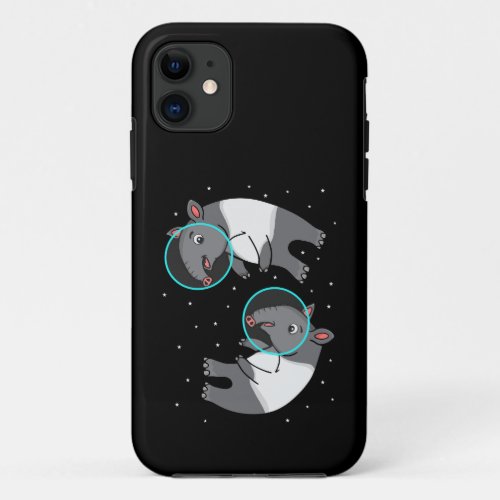 Tapir Astronaut Gift Kids Space Lover Moon Tapir iPhone 11 Case