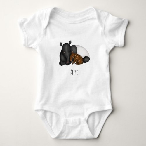 Tapir baby one_piece bodysuit with babys name