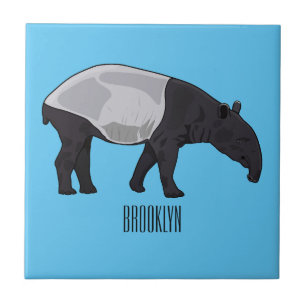 Tapir cartoon illustration ceramic tile