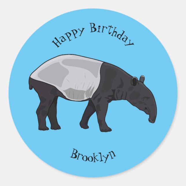 Tapir cartoon illustration classic round sticker (Front)
