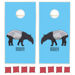 Tapir cartoon illustration cornhole set