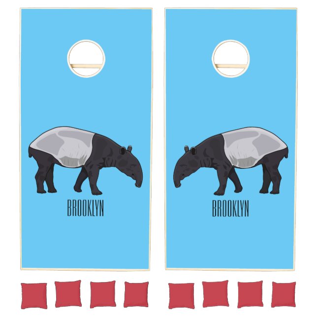 Tapir cartoon illustration cornhole set (Set)