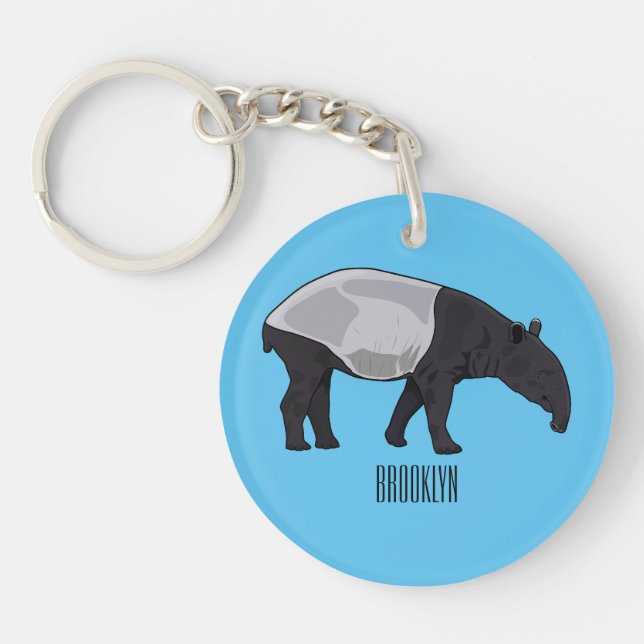 Tapir cartoon illustration keychain (Front)
