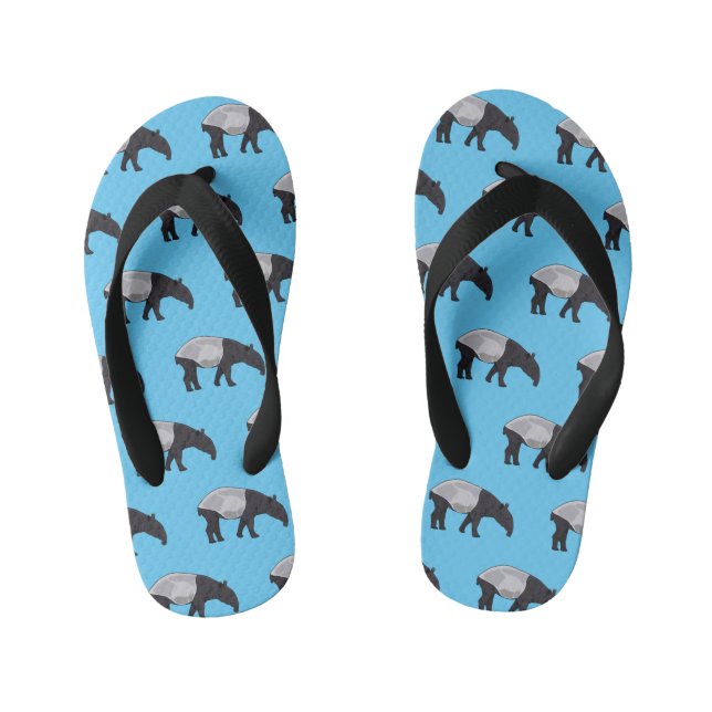 Tapir cartoon illustration kid's flip flops (Footbed)