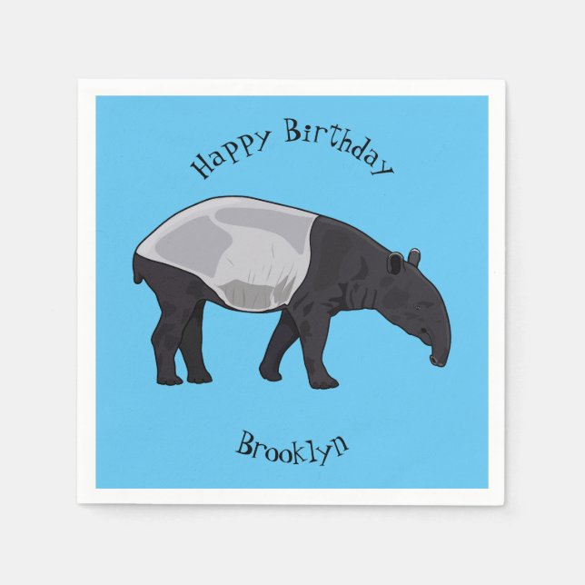 Tapir cartoon illustration napkins (Front)