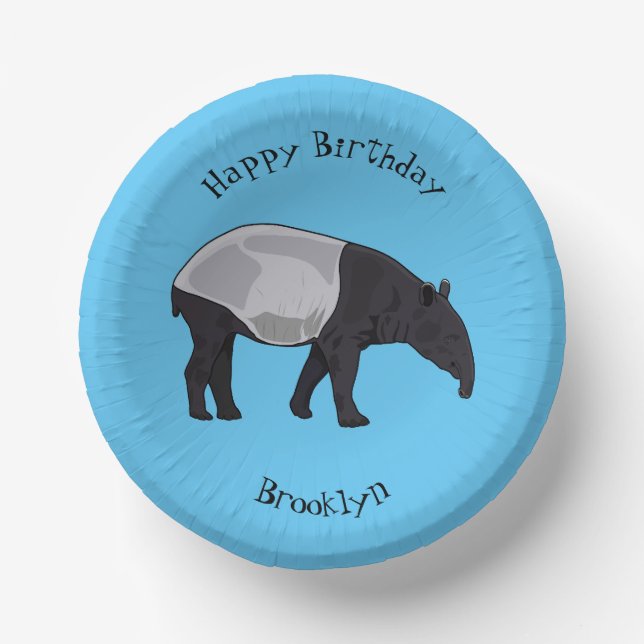 Tapir cartoon illustration paper bowls (Front)