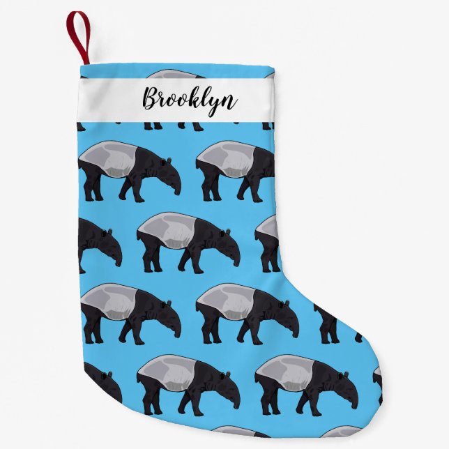 Tapir cartoon illustration small christmas stocking (Front)