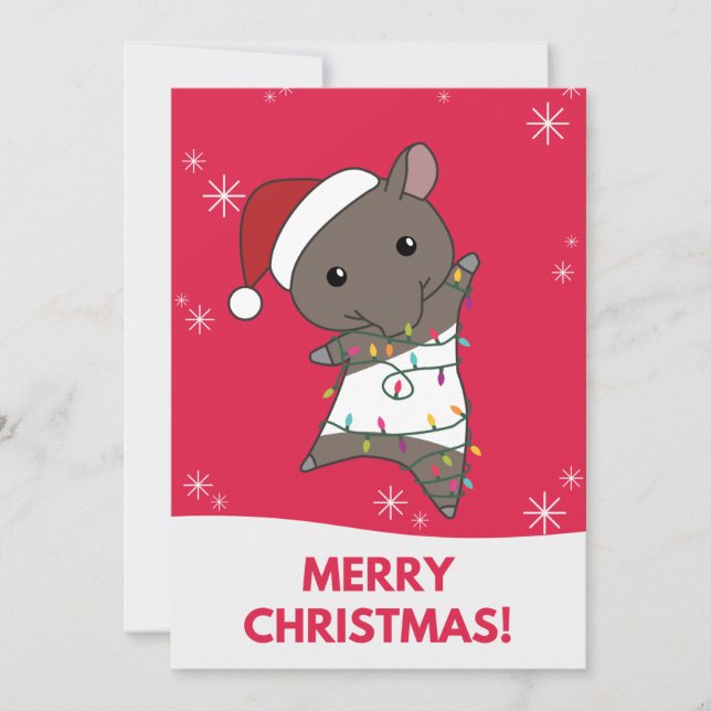 Tapir Christmas Tapire Winter Animals Holiday Card (Front)