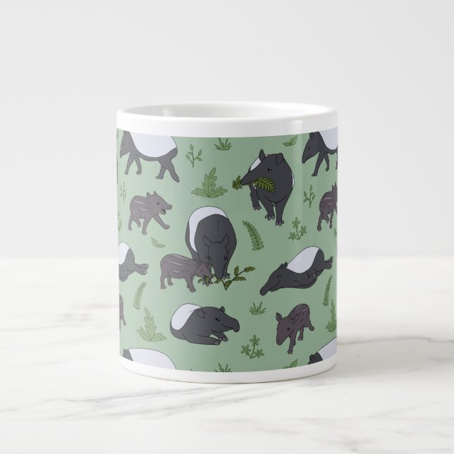 Tapir Family Dinner in Green Giant Coffee Mug (Front)