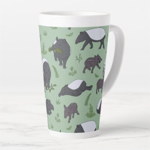 Tapir Family Dinner in Green Latte Mug