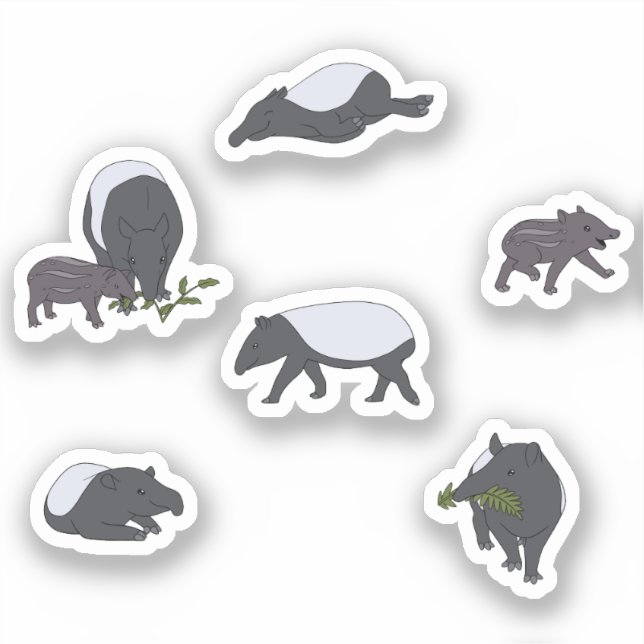 Tapir Family Dinner in Green Sticker (Front)