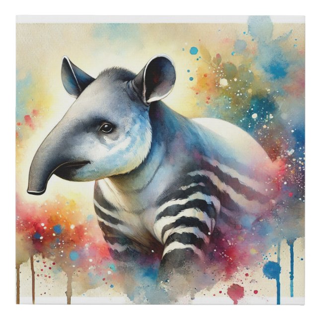 Tapir in a vibrant nature 101024AREF104 - Watercol Faux Canvas Print (Front)