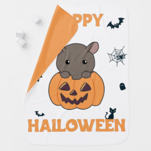 Tapir In Pumpkin Cute Tapire Happy Halloween Baby Blanket