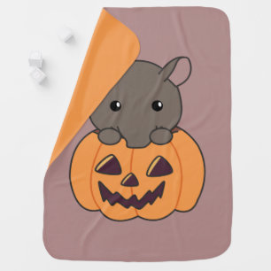 Tapir In Pumpkin Cute Tapire Happy Halloween Baby Blanket