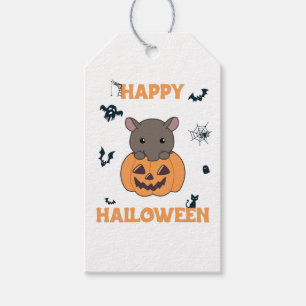 Tapir In Pumpkin Cute Tapire Happy Halloween Gift Tags
