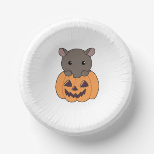 Tapir In Pumpkin Cute Tapire Happy Halloween Paper Bowls