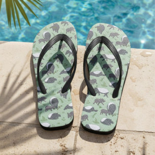 Tapir Jungle Sage Green Summer Beach Flip Flops