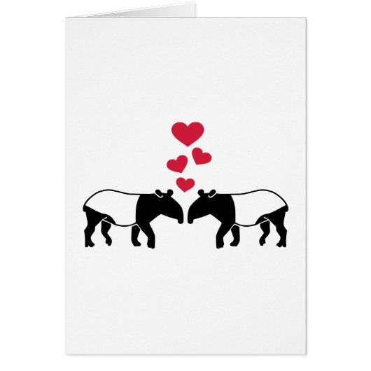 Tapir red hearts love cards (Front)
