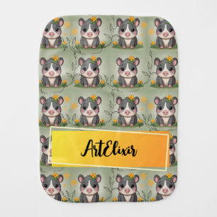 Tapir Yellow Floral Print Baby Burp Cloth