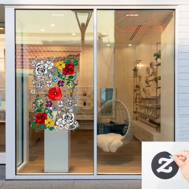 Tapis de fleurs au coquelicot window cling (Store Window)