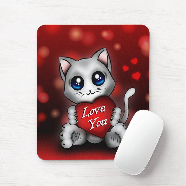 Tapis De Souris Le chaton t'aime Mouse Pad (With Mouse)