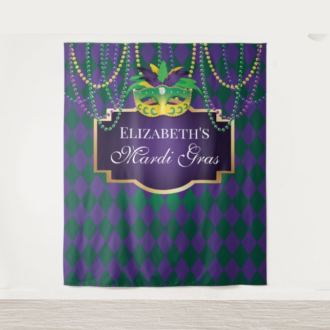 Tapiz Carnival Mardi Gras Backdrop banner party (Front)