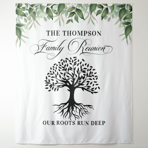 Tapiz Family reunion greenery tree backdrop banner