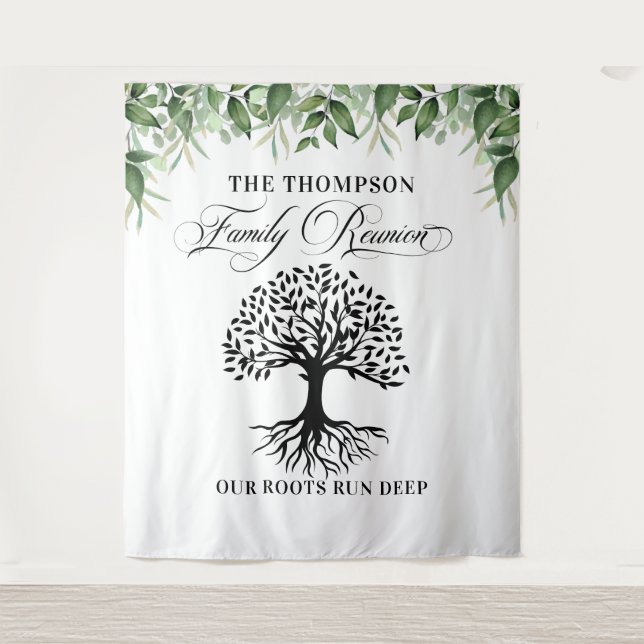 Tapiz Family reunion greenery tree backdrop banner (Front)
