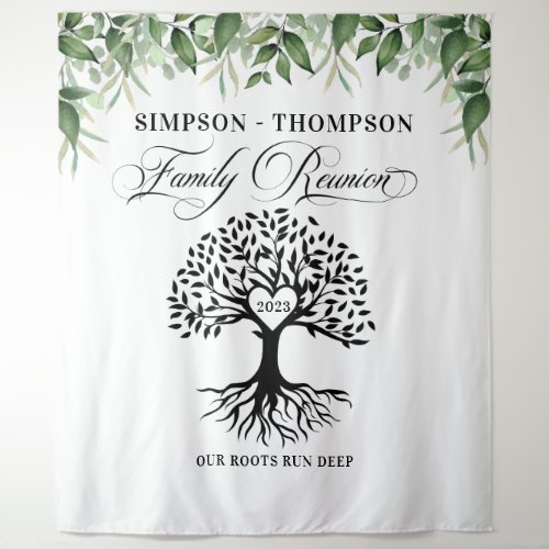 Tapiz Family reunion greenery tree backdrop banner