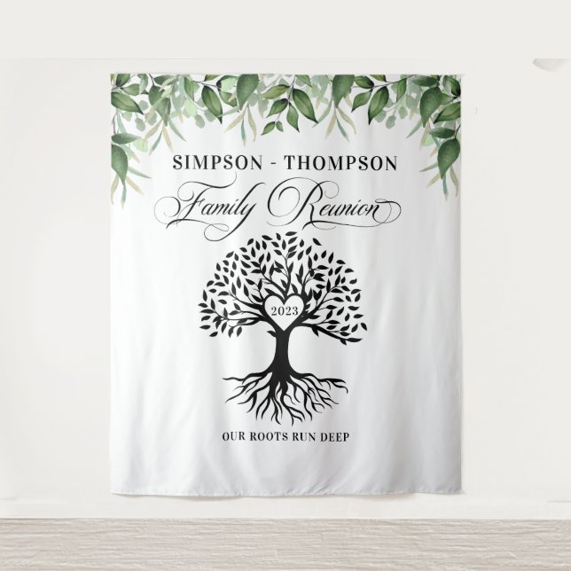 Tapiz Family reunion greenery tree backdrop banner (Front)