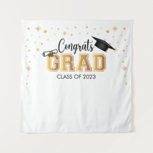 Tapiz Graduation backdrop banner Congrats GRAD Bac