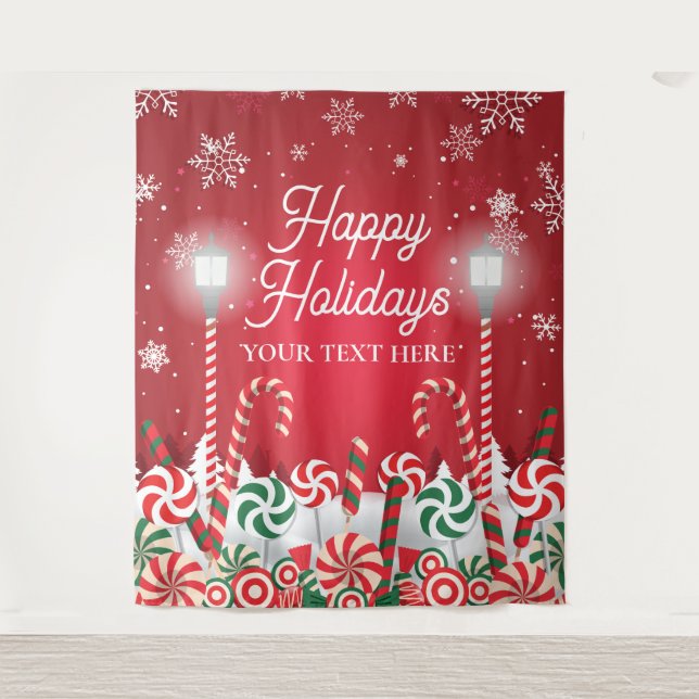 Tapiz Happy Holidays christmas banner backdrop  (Front)