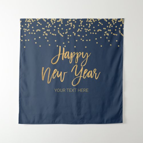Tapiz Happy New Year blue and gold Backdrop banner