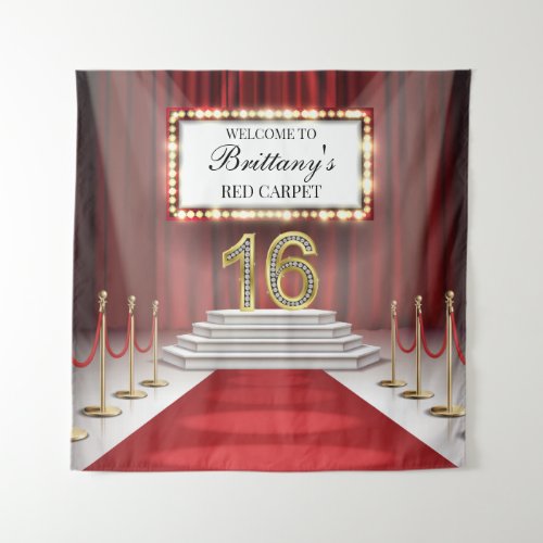 Tapiz Red Carpet 16th Birthday Backdrop banner