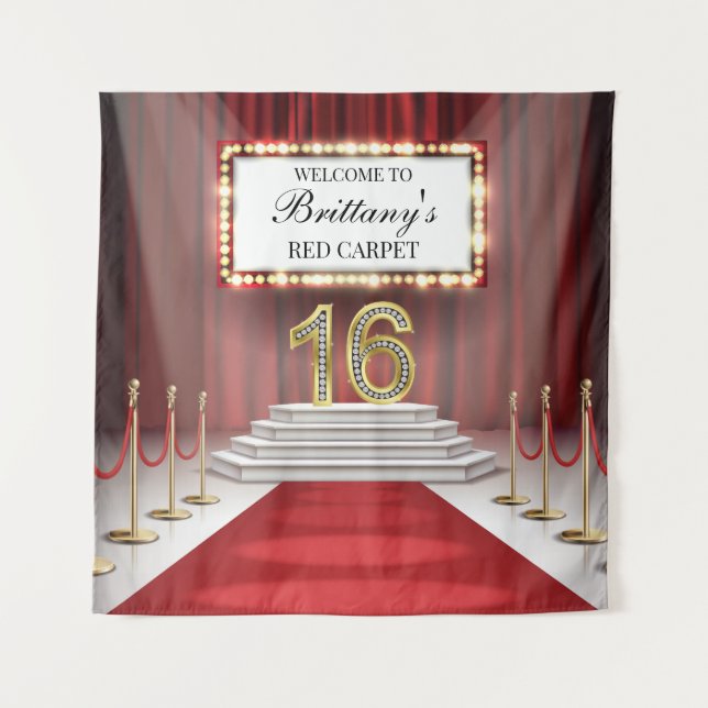 Tapiz Red Carpet 16th Birthday Backdrop banner (Front)