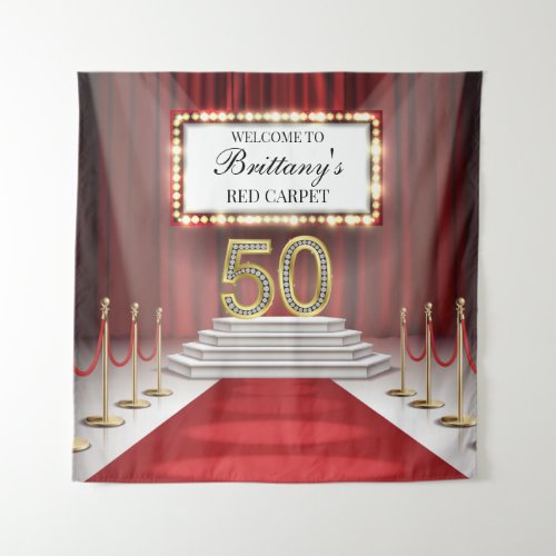 Tapiz Red Carpet 50th Birthday Backdrop banner